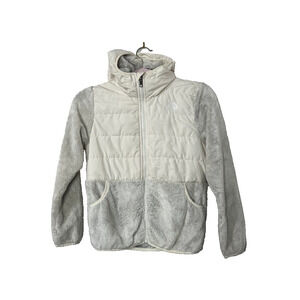 The North Face Girls Sherpa Mashup Hooded Full Zip Jacket Gardenia White SZ L 12
